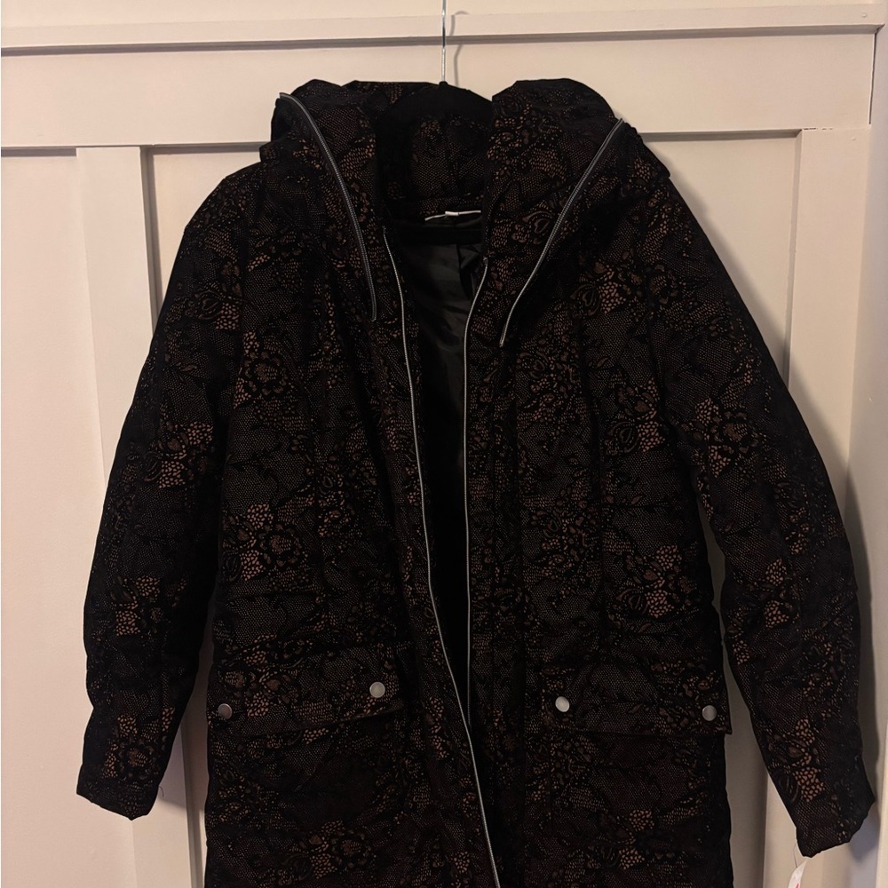 NorthStyle Black and Brown Lace Puffer Jacket